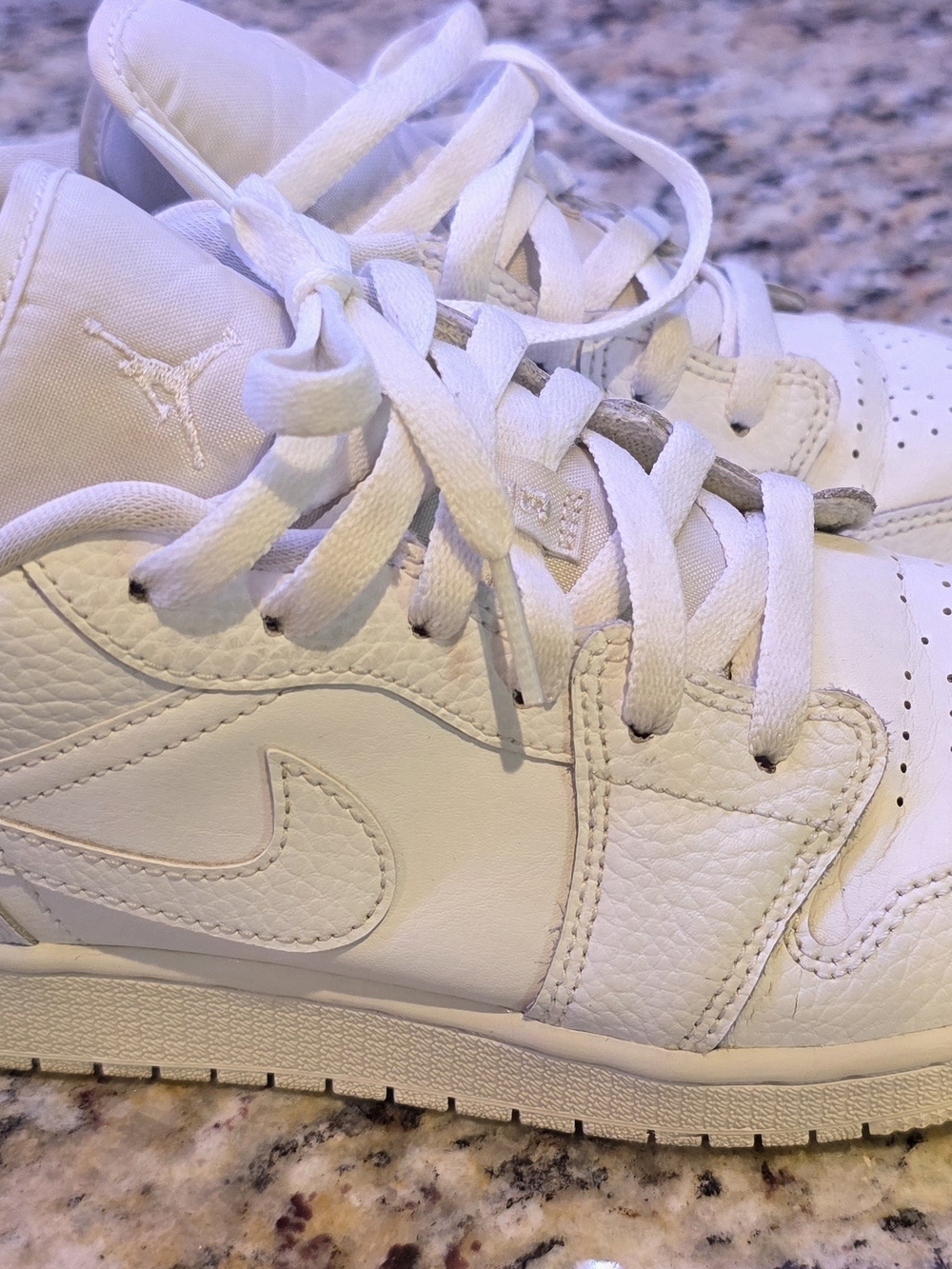 Kids White Air Jordan-Style High Top Sneakers